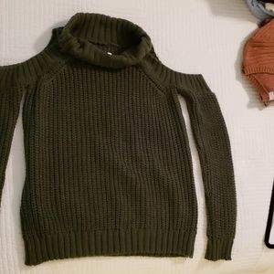 Olive green cold shoulder sweater